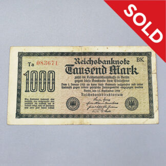 German 1000 Reichsmark Note 1923 . COIN177