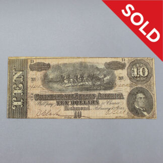 US Civil War CSA 1864 Ten Dollar Note . CWM303
