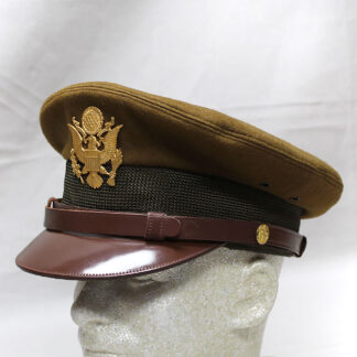 WW2 US Army Officer Visor - Chocolate Brown - Named . HU469