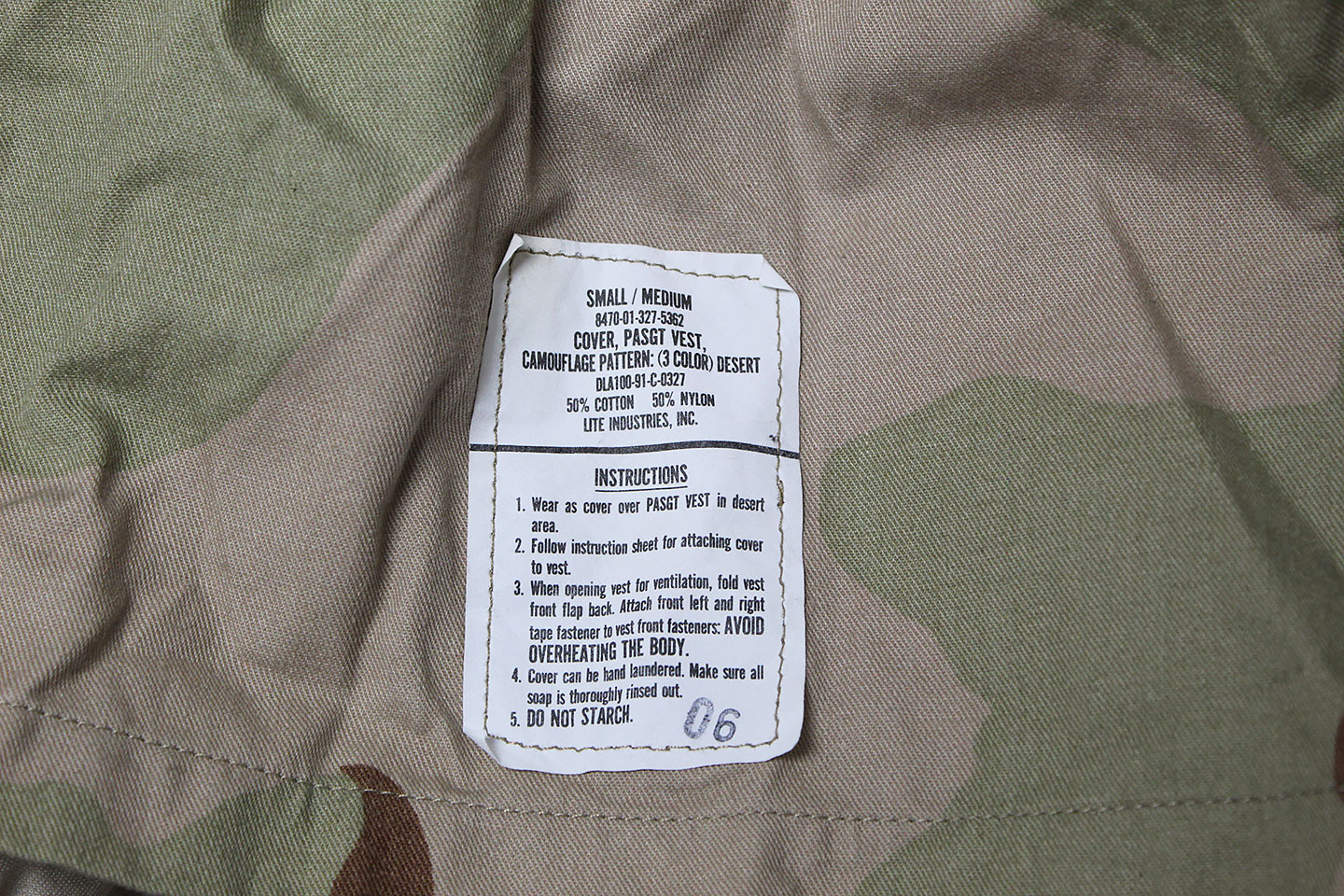 US Military PASGT Camo Vest - Small/Medium . UA1055 - Time Traveler ...