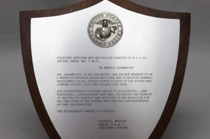 USMC Boxing Plaque with Papers . FLU1561 - Image 3