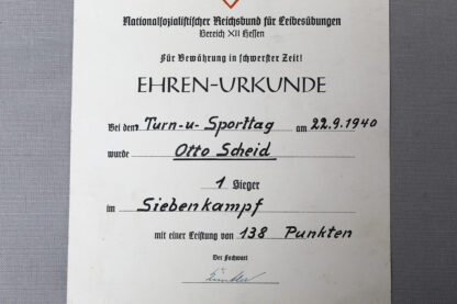 WW2 German Sports Document 1940 . GD3039 - Image 3
