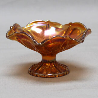 Marigold Carnival Glass Pedestal Ruffled Candy Dish . ANT152