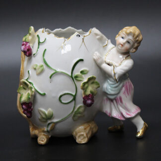 German Egg Vase with Girl and Grapesvines . ANT154
