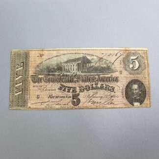 American Civil War CSA 1864 $5 Note . CWM269