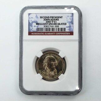 2007-P John Adams One Dollar Coin UNC NGC . COIN555