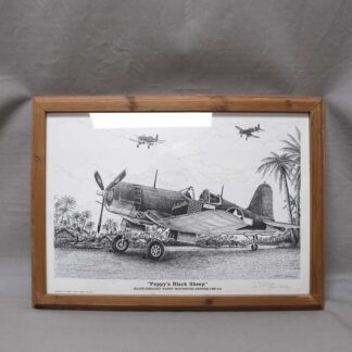 Framed "Pappy's Black Sheep" Print Signed . FLU6148