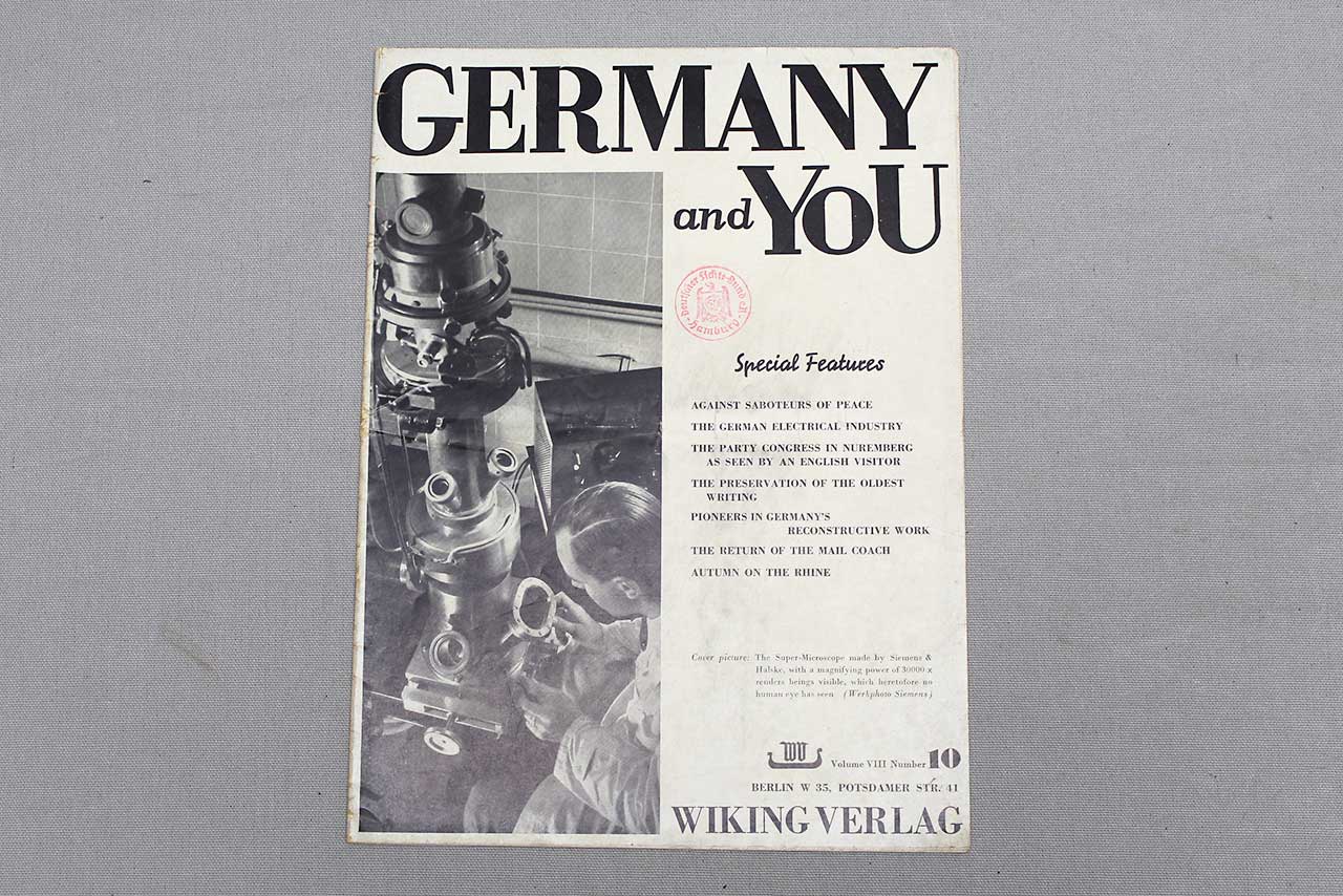 WW2 Germany and You Magazine 1938 . Rare English version . GD1002