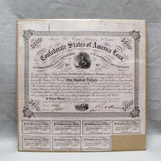 American CSA 1863 $500 Bond with Interest Notes . DWM320