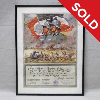 Hold(BW)WW2 German Framed Army Document 1935 . EFL4771