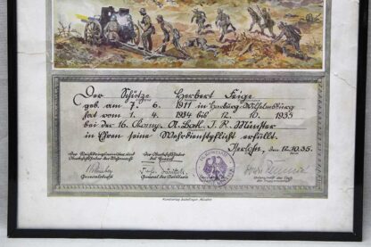 Hold(BW)WW2 German Framed Army Document 1935 . EFL4771 - Image 4