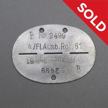 SOLD WW2 German Luftwaffe ID Tag . EFL4777
