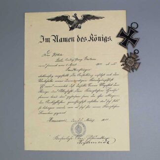 Imperial German Hand Written Doc with Medals . GO5141