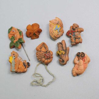 WW2 German Clay Series Group of 8 WHW Tinnies . PIN3828