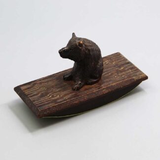 Antique 19th Century Carved Wood Bear Ink Blotter . ANT240