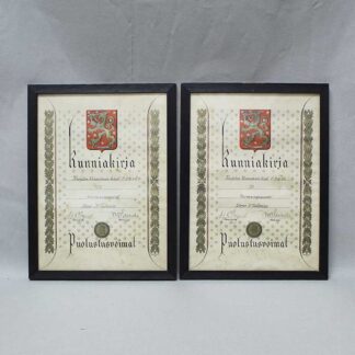 Pair of Finland 1942 Sports Certificates Framed . WM506b
