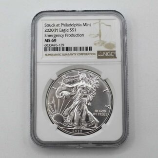 2020(P) American Silver Eagle Coin MS69 NGC . COIN511