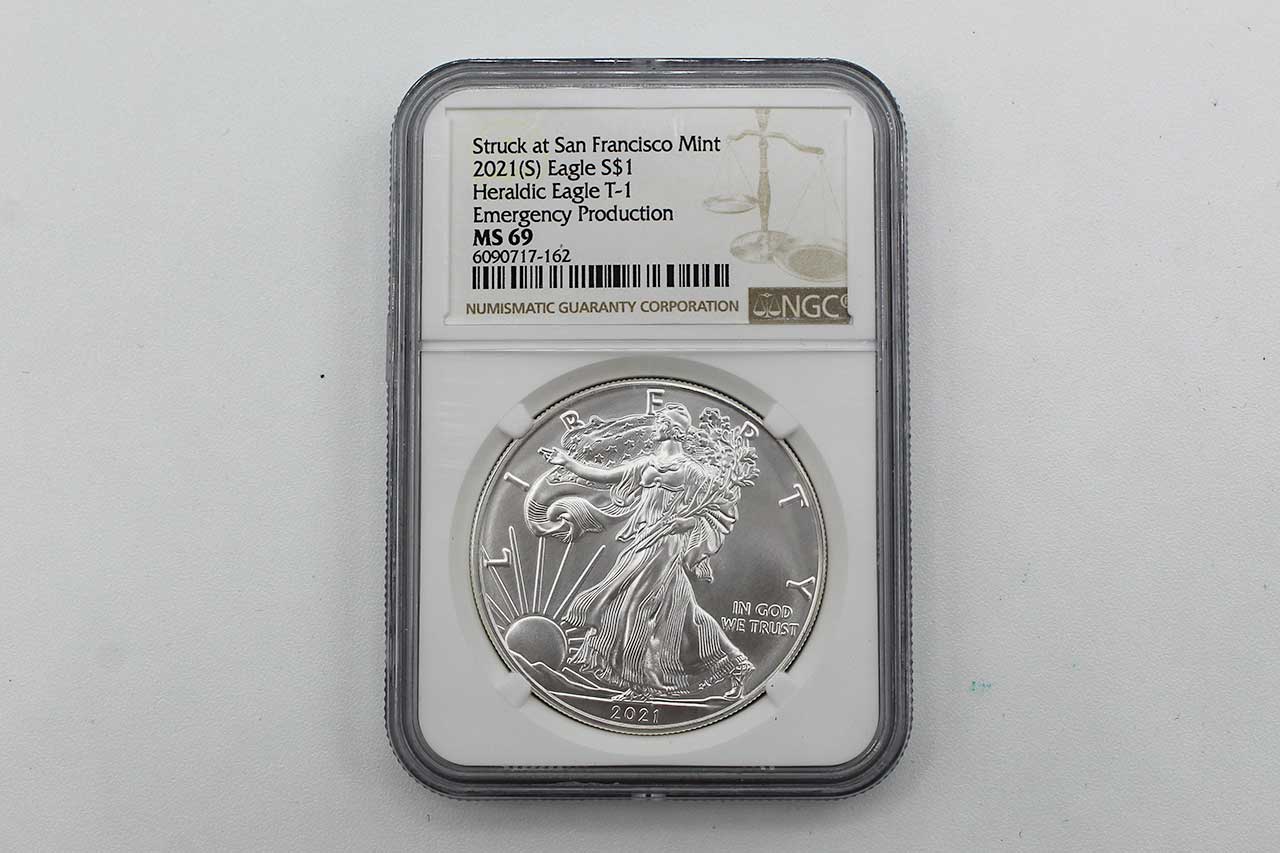 2021(S) American Silver Eagle Coin MS69 NGC . COIN512 - Time
