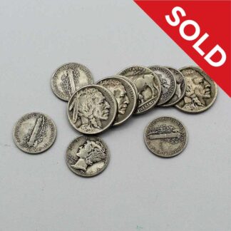 SOLD Group of old US coins Mercury Dimes and Buffalo Nickels . COIN670