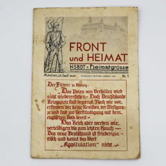 WW2 German 1939 Front and Home Book . GD400