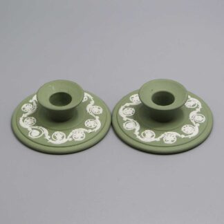 Vintage Wedgwood Green Candle Holders . ANT259