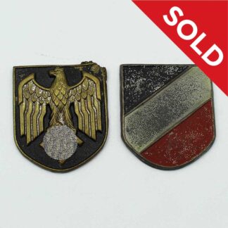 Sold-WW2 German Army Pith Helmet Shield Pair (No Prongs) . EFL4882