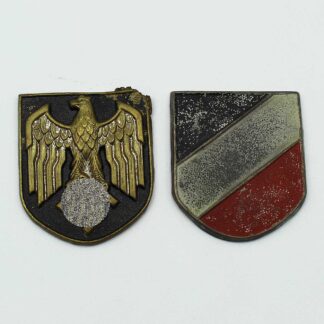 WW2 German Army Pith Helmet Shield Pair (No Prongs) . EFL4882