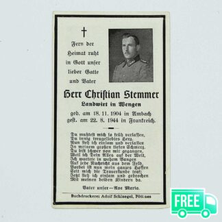 WW2 German Remembrance Card - Stemmer . GD392