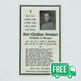 WW2 German Remembrance Card - Stemmer . GD392