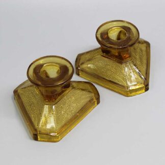 Vintage Glass Candle Stick Pair . ANT290