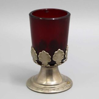Vintage Red Glass Candle Holder . ANT295