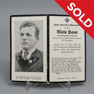 SOLD WW2 German Remembrance Card . GD1069
