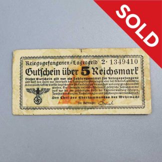 SOLD WW2 German POW Money - 5 Reichsmark . GD1072