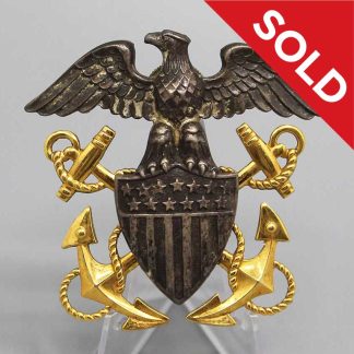 SOLD US Navy Officer Visor Insignia Bancroft Sterling . FLU5137
